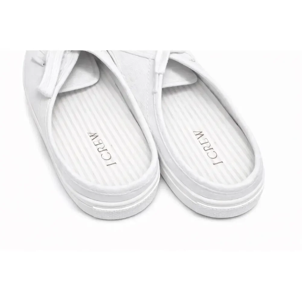 J.Crew 10 Wns White‎ Sneakers Clean Girl Preppy Coastal Minimal Boat SlipOns